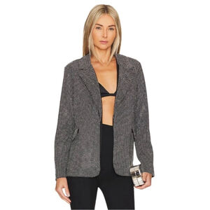 Steve Madden Rhinestone Blazer XS Black Silver Sparkle Party Jacket NWT